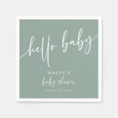 Sage Green Hello Baby Duschpapier Napkins Moderne Serviette (Vorderseite)