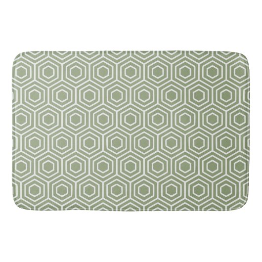 Sage Green Hexagon Honeycomb Geometrisches Muster Badematte (Vorderseite)