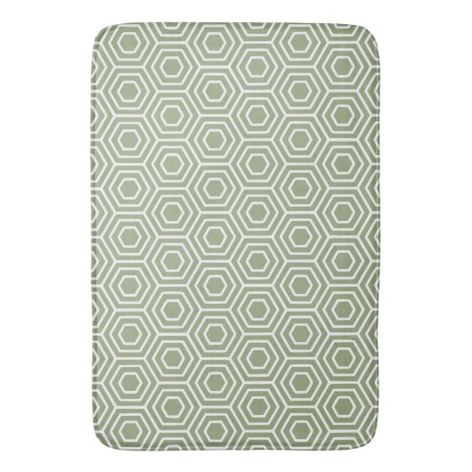 Sage Green Hexagon Honeycomb Geometrisches Muster Badematte (Vorderseite Vertikal)