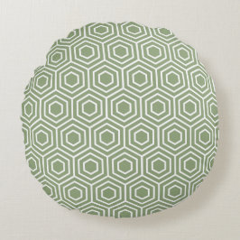 Sage Green Hexagon Honeycomb Geometrisches Muster Rundes Kissen
