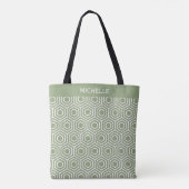 Sage Green Hexagon Honeycomb Geometrisches Muster Tasche (Rückseite)