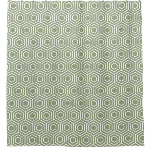 Sage Green Hexagon Honeycomb Muster Duschvorhang (Vorderseite)