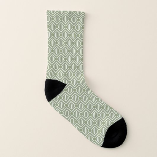 Sage Green Hexagon Honeycomb Mustername Socken (Links - Innen)