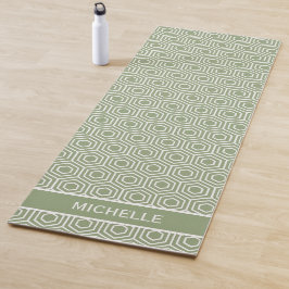 Sage Green Hexagon Honeycomb Mustername Yogamatte
