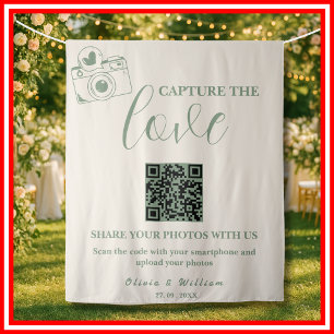 Sage Green Hochzeit   Capture The Love QR Code Wandteppich