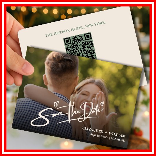 Sage Green Hochzeit | Foto-QR-Code Save The Date