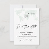 Sage Green Hochzeit in Urlaubsort Save the Date (Vorderseite)