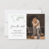 Sage Green Hochzeit in Urlaubsort Save the Date (Vorderseite)