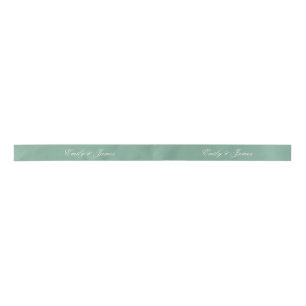 Sage Green Hochzeit Muster mit individuellem Namen Satinband