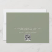 Sage Green Hochzeit + QR Code | Minimalistische Sc Einladung (Rückseite)