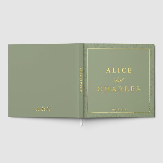 Sage Green Hochzeitsbuch Gästebuch (Voll)