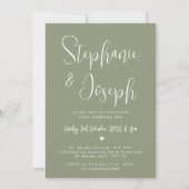 Sage Green Hochzeitseinladung, eleganter Script-Sc Einladung (Vorderseite)