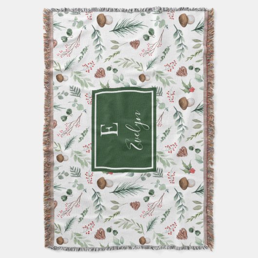 Sage Green Holiday Personalized Throw Blanket Decke (Vorderseite Vertikal)