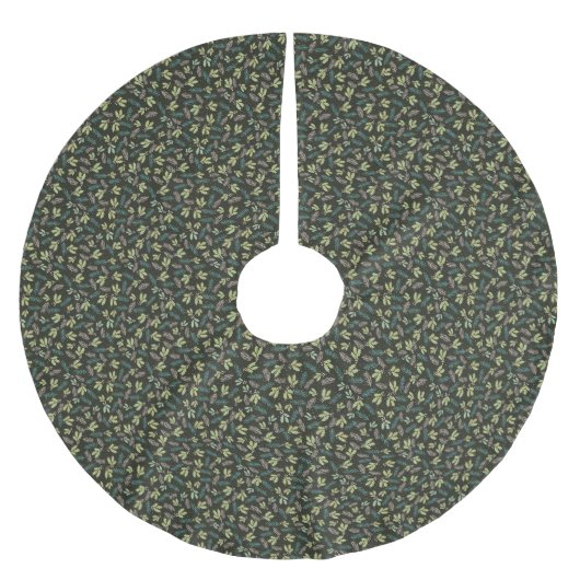 Sage Green Holly Christmas Polyester Weihnachtsbaumdecke (Vorderseite)