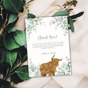 Sage Green Holy Cow Boho Greenery Baby Dusche Dankeskarte