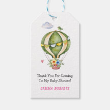 Sage Green Hot Air Ballon Babydusche Danke