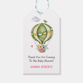 Sage Green Hot Air Ballon Babydusche Danke Geschenkanhänger