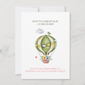 Sage Green Hot Air Ballon Floral Girl Babydusche Einladung (Rückseite)