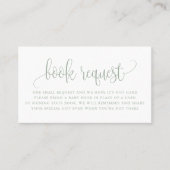 Sage Green Hübsch Script Babydusche Buchungsanfrag Visitenkarte (Vorderseite)