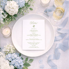 Sage Green Hydrangea 5x7 Wedding Menu Card Einladung