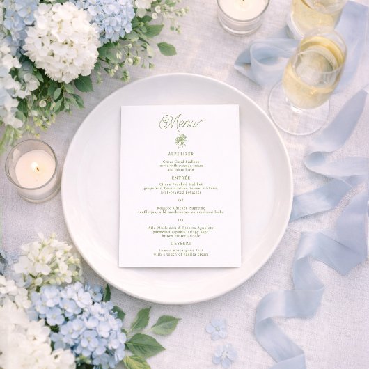 Sage Green Hydrangea 5x7 Wedding Menu Card Einladung