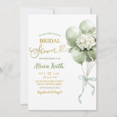 Sage Green Hydrangea Balloon Bridal Shower Einladung (Vorderseite)