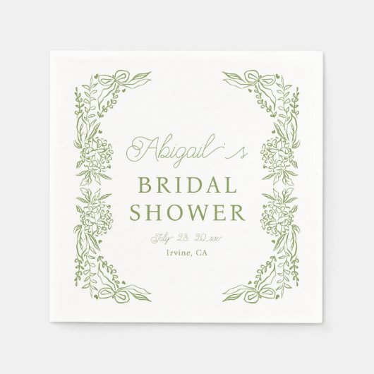 Sage Green Hydrangea Bridal Shower Napkin Serviette (Vorderseite)