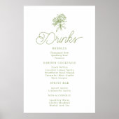Sage Green Hydrangea Drinks Menu Sign Poster (Vorne)