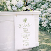 Sage Green Hydrangea Drinks Menu Sign Poster