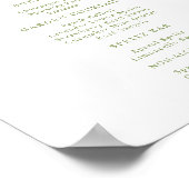 Sage Green Hydrangea Drinks Menu Table Sign Poster (Ecke)