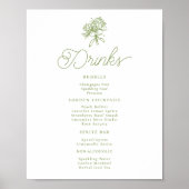 Sage Green Hydrangea Drinks Menu Table Sign Poster (Vorne)