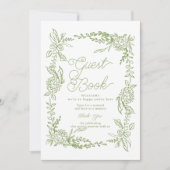 Sage Green Hydrangea Guest Book Table Sign Einladung (Vorderseite)