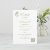 Sage Green Hydrangea Hochzeitsdetails Karte (Stehend Vorderseite)