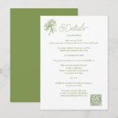 Sage Green Hydrangea Hochzeitsdetails Karte (Vorne/Hinten)