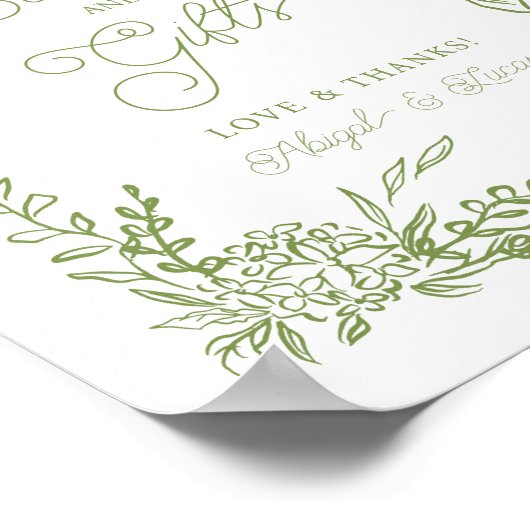 Sage Green Hydrangea Karten und Geschenke Schild (Ecke)