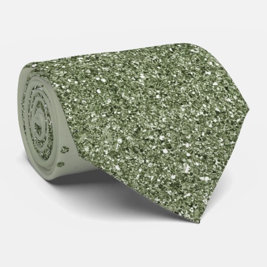 Sage Green Imitats Glitzer Glitzern Wedding Krawatte (Gerollt)