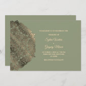 Sage Green Imitats Gold Ethnic Classic Wedding Einladung (Vorne/Hinten)