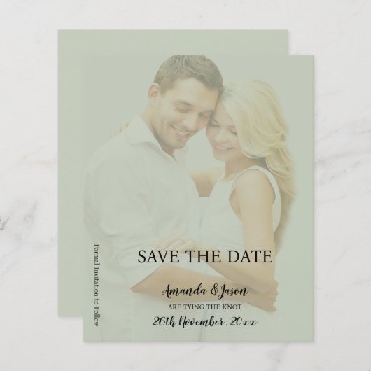 Sage Green Imitats Vellum Foto Hochzeit Speichern  (Vorne/Hinten)