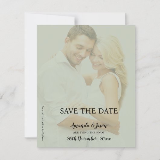 Sage Green Imitats Vellum Foto Hochzeit Speichern  (Vorderseite)