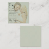 Sage Green Imitats Vellum Foto Hochzeitdetails Begleitkarte (Vorne/Hinten)