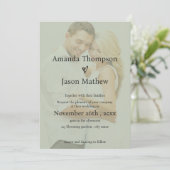 Sage Green Imitats Vellum Minimalistisch Overlay H Einladung (Stehend Vorderseite)