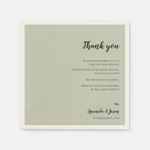 Sage Green Imitats Vellum Wedding Danke Nachricht Serviette