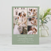 Sage Green in einem QR-Code-Foto Hochzeit Einladung (Stehend Vorderseite)