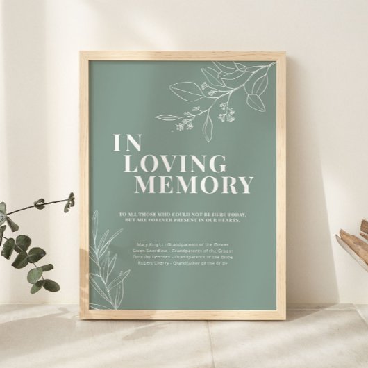 Sage Green in Love Memory Wedding Sign Poster