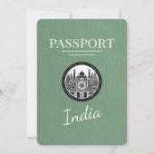 Sage Green India Passport Save the Date (Vorderseite)
