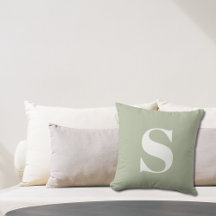 Sage Green Initial Mit Monogramm Outdoor Pillow