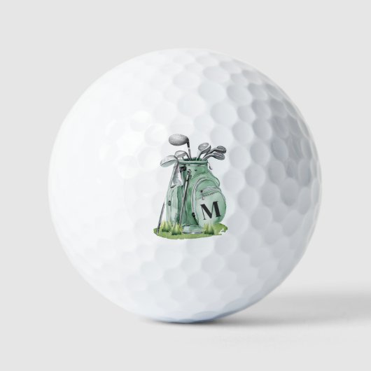 Sage Green Initial Monogram Golfball (Vorderseite)