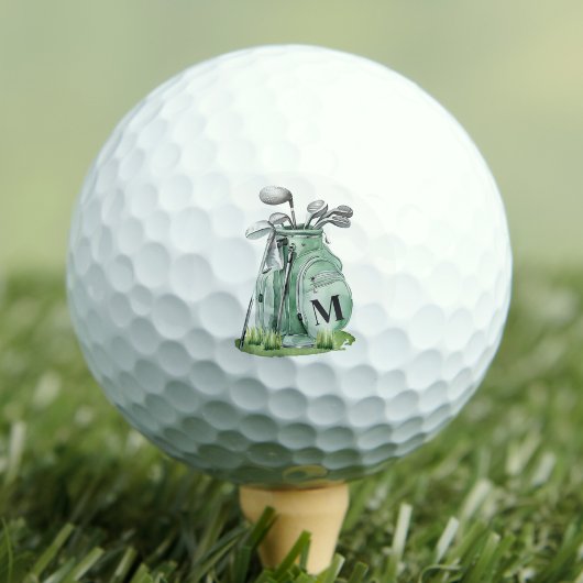 Sage Green Initial Monogram Golfball