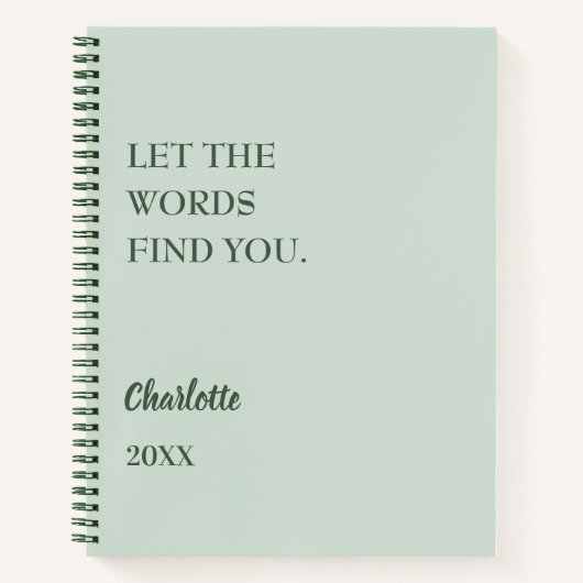 Sage Green inspirierende Zitat schreiben Notizblock (Vorderseite)