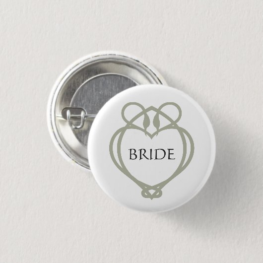 Sage Green Irish Celtic Swan Bride Button (Vorne & Hinten)